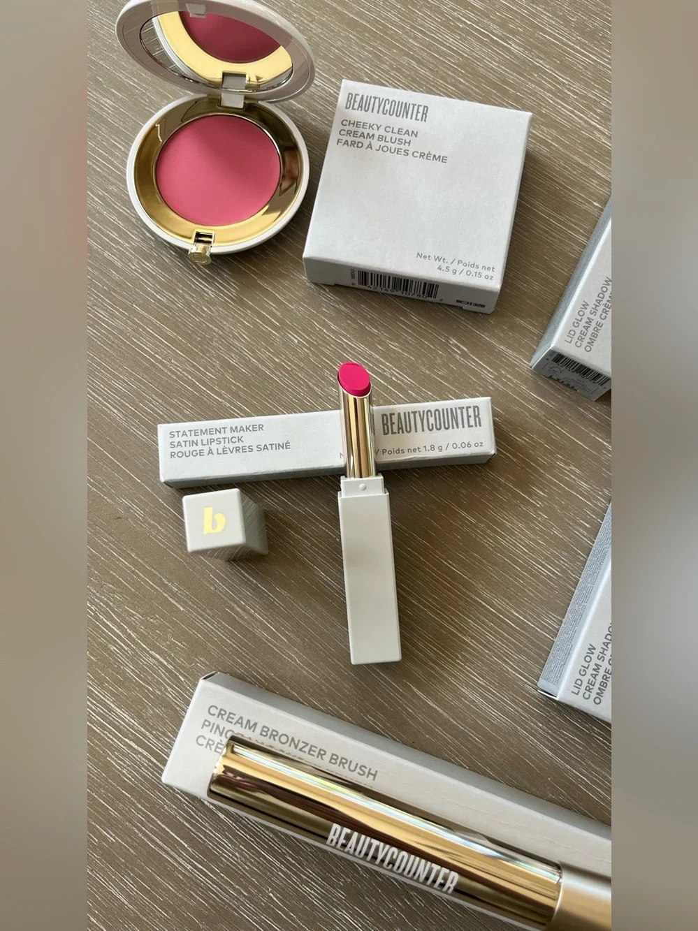 8X BeautyCounter Cream Shadow, Lipstick, Blush, Brush, Tester Wands